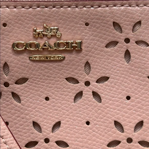 Coach Pink Floral Cutout Wristlet - Picture 5 of 6